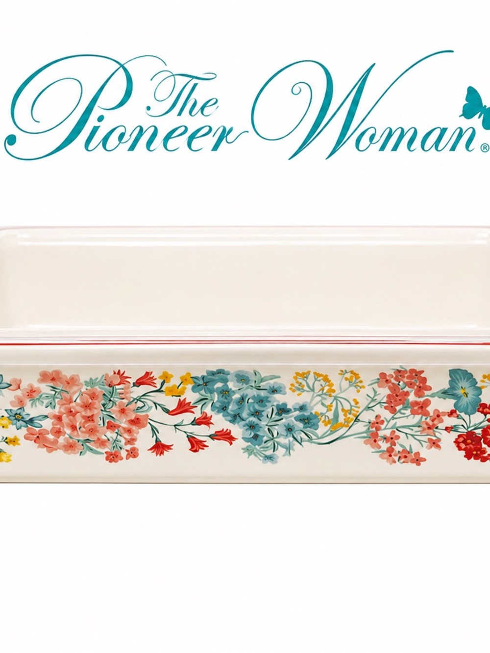 The Pioneer Woman Fancy Flourish Rectangular Baker w Lid 15 x 10 Unused Floral